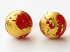 Silber Ohrstecker rotes Glas + Blattgold