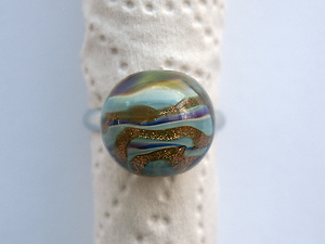 Glas-Cabochon-Ring Goldfluss türkis-lila