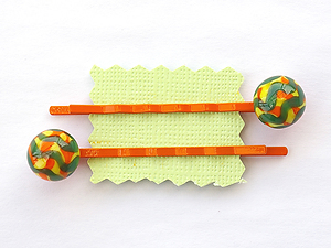 Haarklemmen Glas grün-orange-gelb