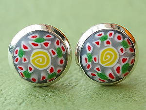 Ohrstecker Cabochon Blumenbouquet