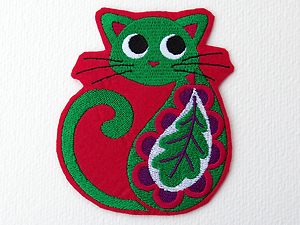 Aufnäher Katze Paisley roter Filz