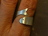 Spiralring Fisch Silber glatt + rauh
