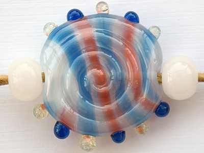 Glasperlenset Spirale weiß-blau-rose